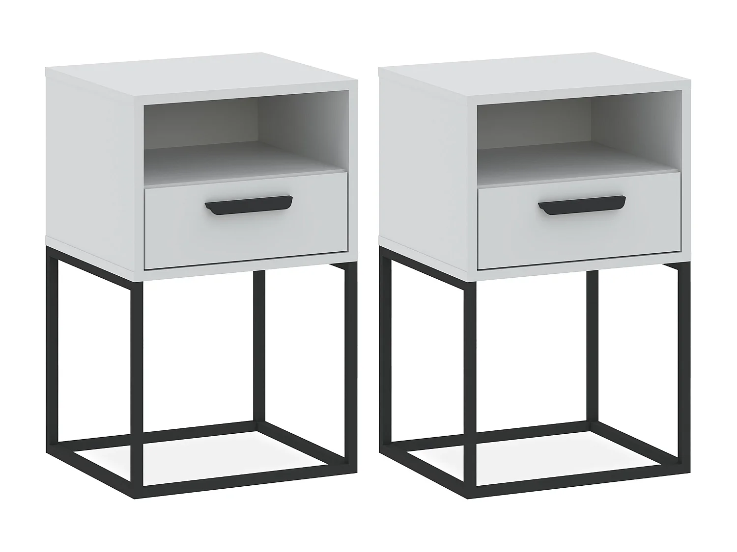 Nachttisch RECTUS 2er-Set weiß, Maße 39x65x40 cm, ideal für Schlafzimmer