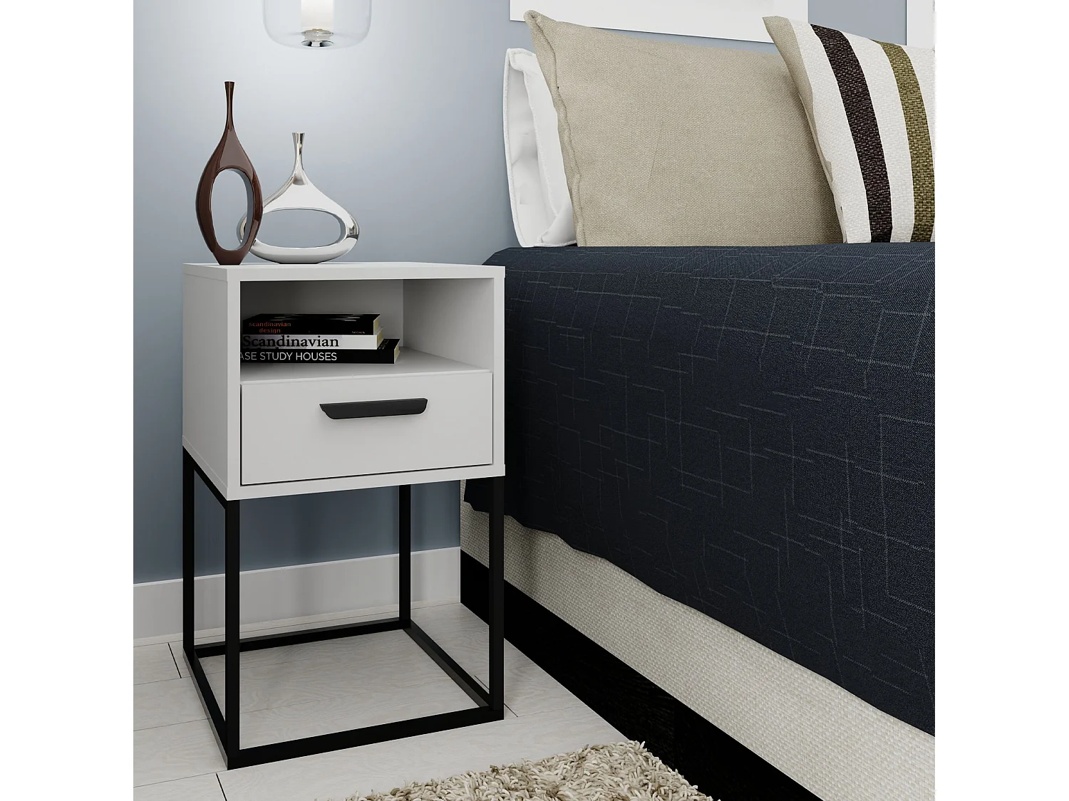 Nachttisch RECTUS 2er-Set weiß, Maße 39x65x40 cm, ideal für Schlafzimmer