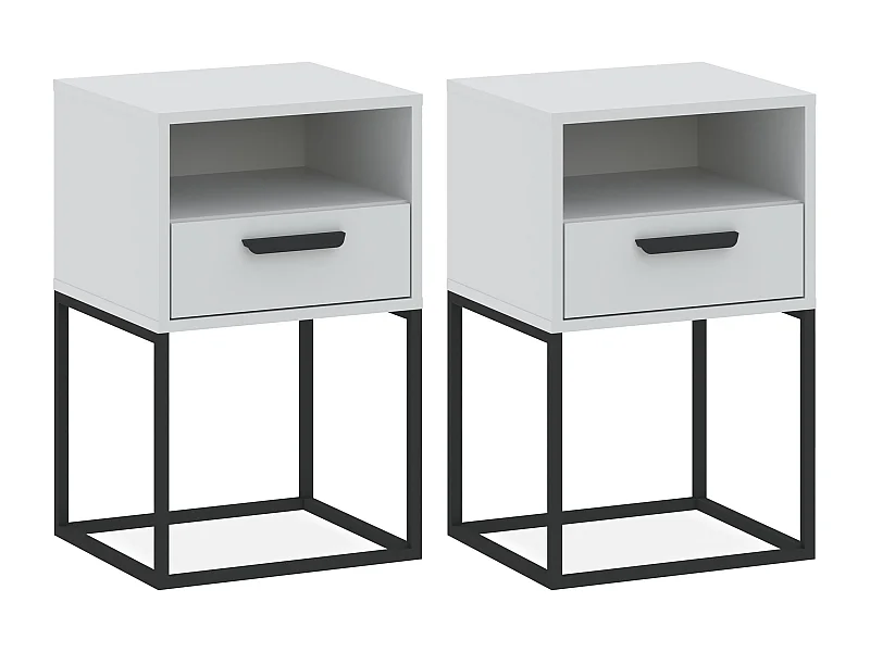 Nachttisch RECTUS 2er-Set weiß, Maße 39x65x40 cm, ideal für Schlafzimmer