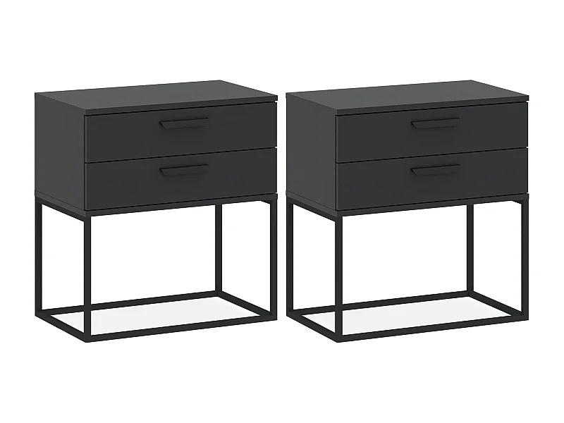 Nachttisch RECTUS 2er-Set anthrazitgrau, Maße 39x65x60 cm, großer Komfort