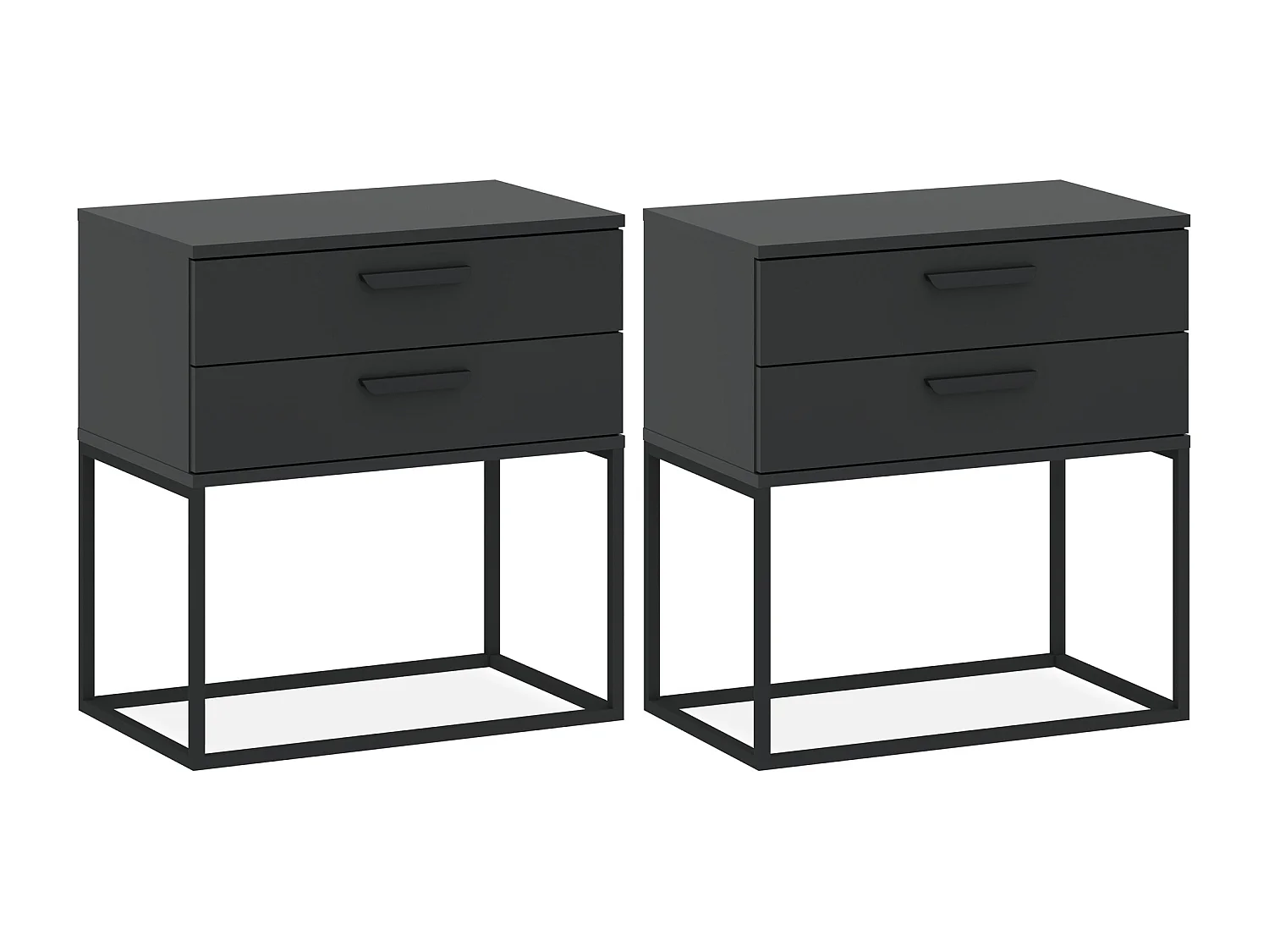 Nachttisch RECTUS 2er-Set anthrazitgrau, Maße 39x65x60 cm, großer Komfort