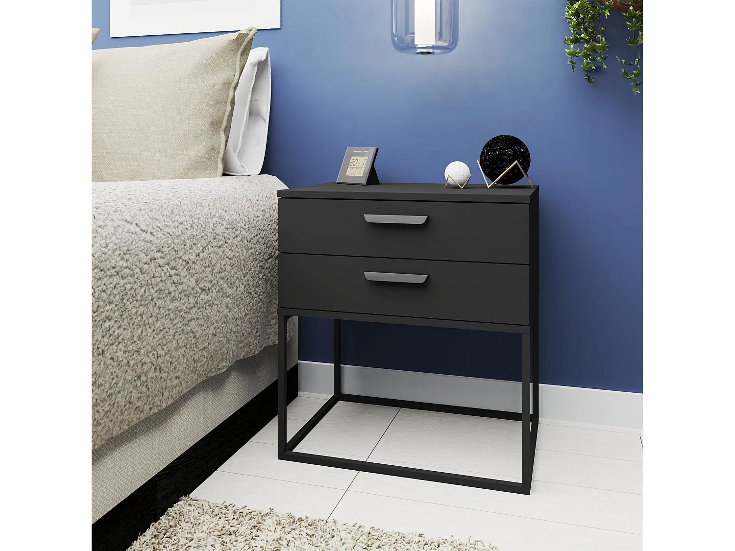 Nachttisch RECTUS 2er-Set anthrazitgrau, Maße 39x65x60 cm, großer Komfort