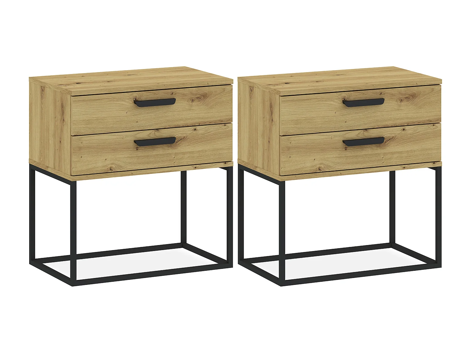 Nachttisch RECTUS 2er-Set naturfarben hell, Maße 39x65x60 cm, natürliches Design