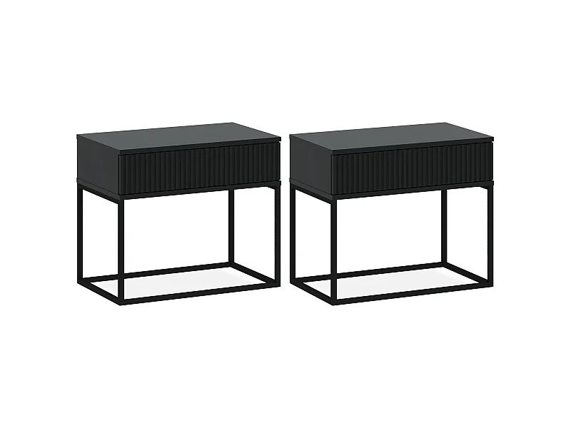 Nachttisch RECTUS 2er-Set anthrazitgrau, Maße 39x52x60 cm, großer Stauraum