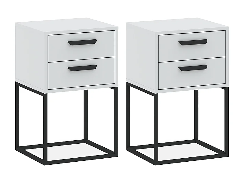 Nachttisch RECTUS 2er-Set weiß, Maße 39x65x40 cm, ideal für Schlafzimmer