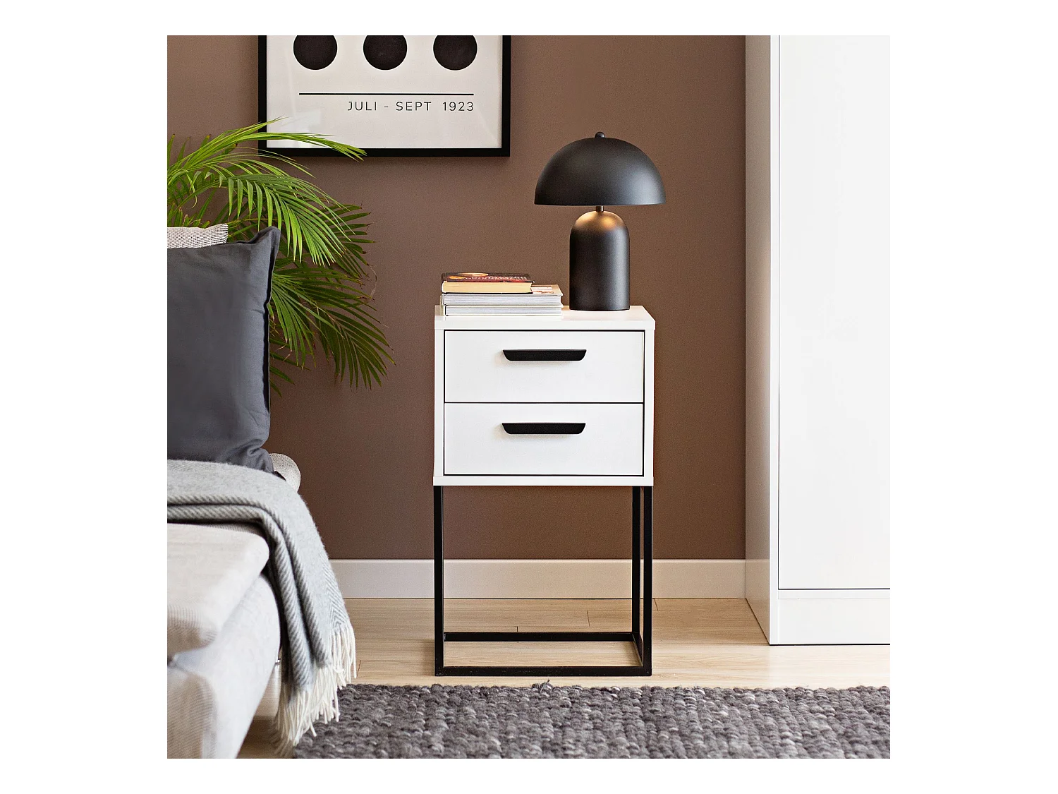 Nachttisch RECTUS 2er-Set weiß, Maße 39x65x40 cm, ideal für Schlafzimmer