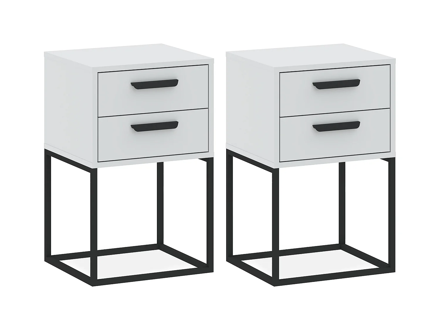 Set de 2 tables de chevet RECTUS blanc, dimensions 39x65x40 cm, idéal pour chambres