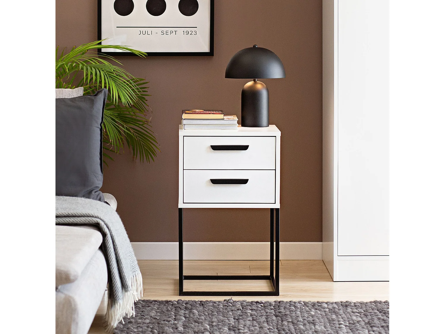 Set de 2 tables de chevet RECTUS blanc, dimensions 39x65x40 cm, idéal pour chambres