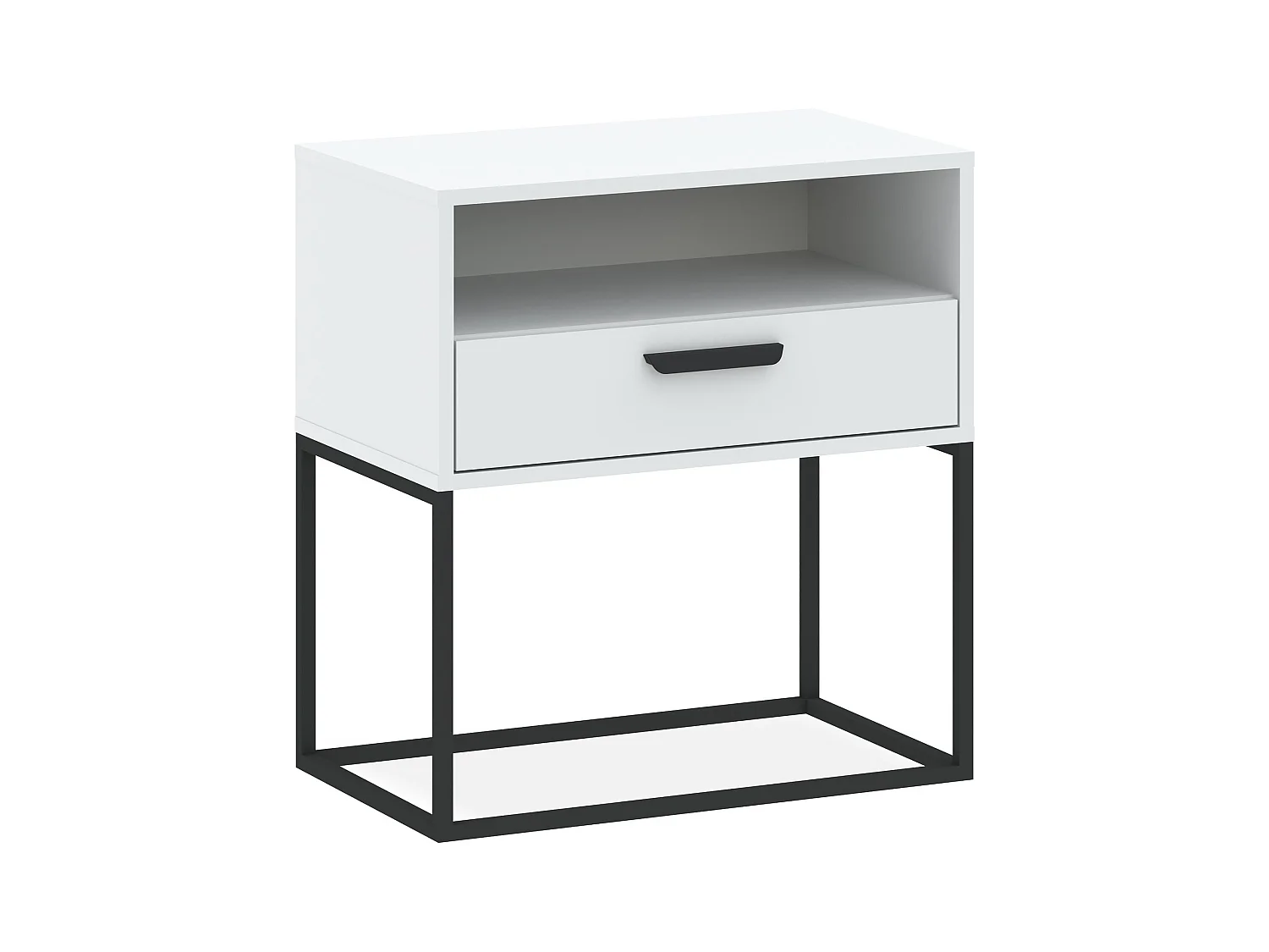 Table de chevet RECTUS blanc, dimensions 39x65x60 cm, parfait pour rangement
