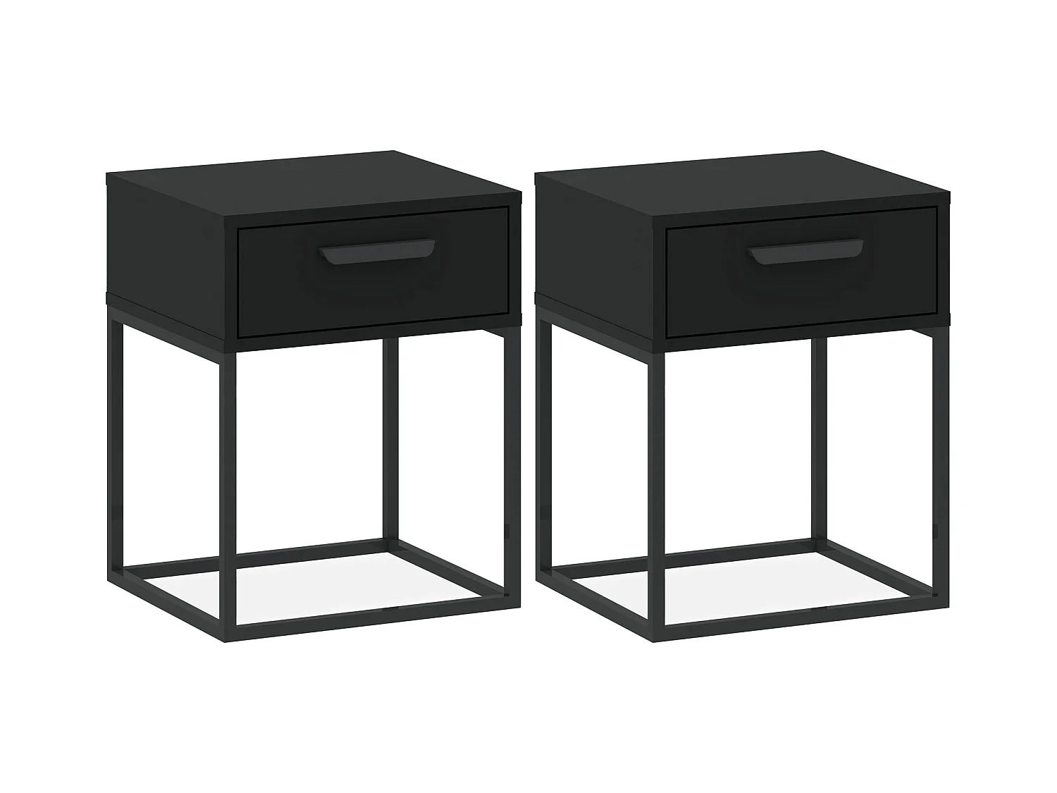 Set de 2 tables de chevet RECTUS noir, dimensions 39x52x40 cm, style contemporain