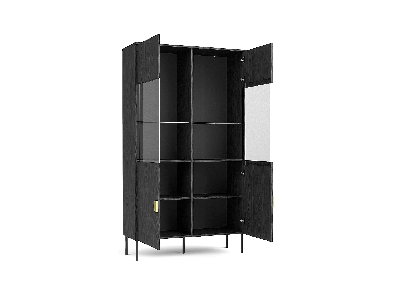 Vitrine VIDIS noir, dimensions 107x188x40 cm, design élégant