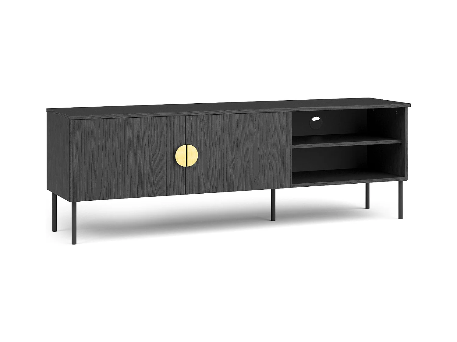 Meuble TV VIDIS noir, dimensions 160x54x40 cm, design contemporain