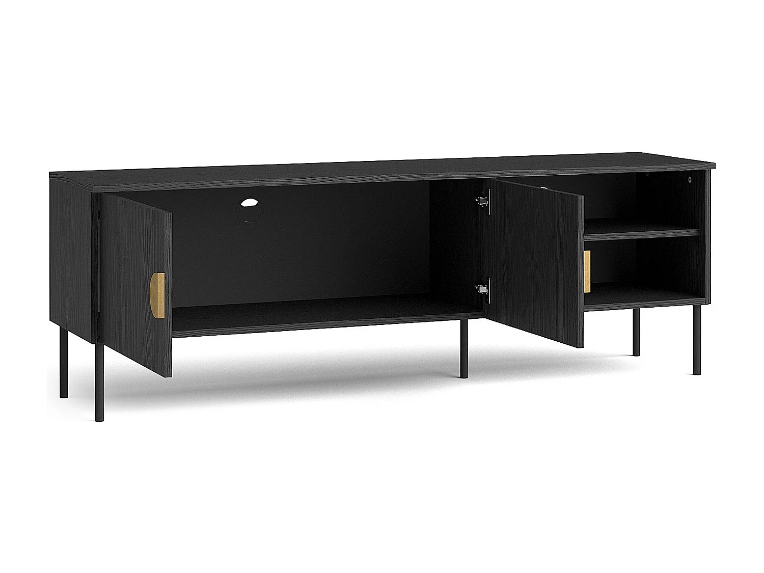 Meuble TV VIDIS noir, dimensions 160x54x40 cm, design contemporain