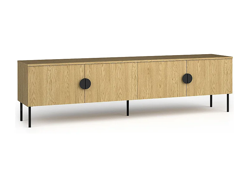 TV-Lowboard VIDIS schwarz und naturfarben hell, Maße 200x54x40 cm, eleganter Stil