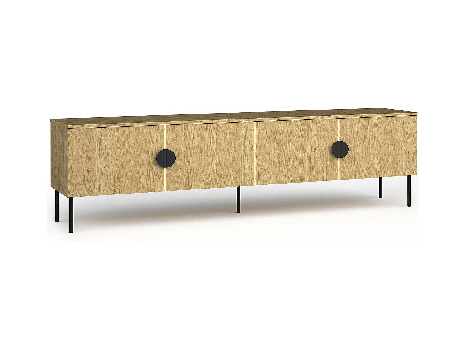 Meuble TV VIDIS noir et naturelle claire, dimensions 200x54x40 cm, style élégant