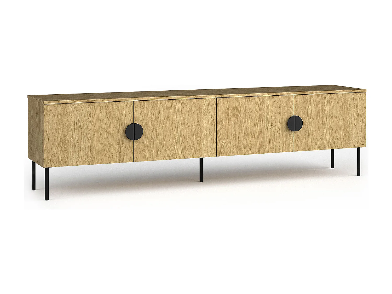 Meuble TV VIDIS noir et naturelle claire, dimensions 200x54x40 cm, style élégant