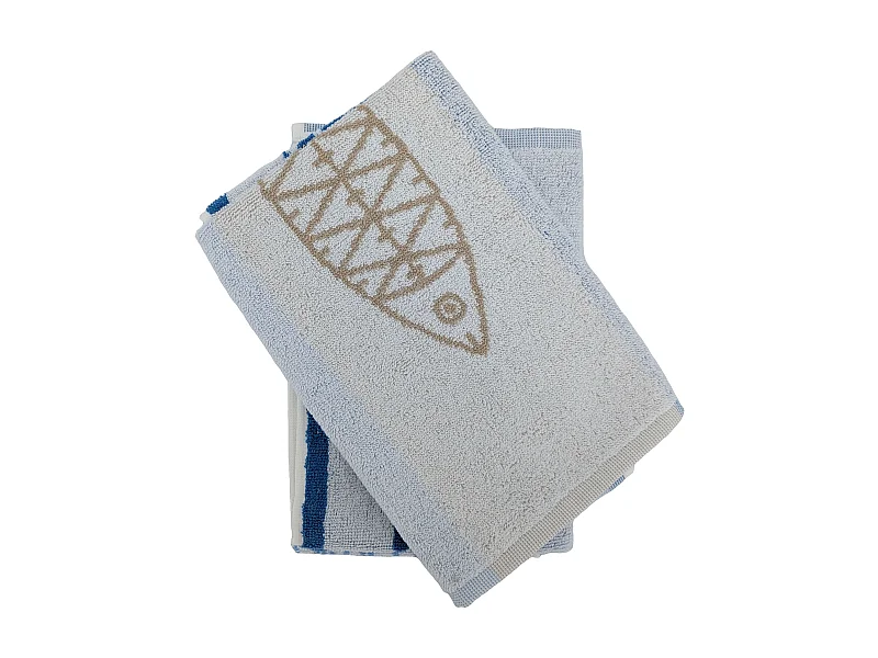 Lot de 2 torchons de cuisine éponge 50x50 cm collection MARIS bleu