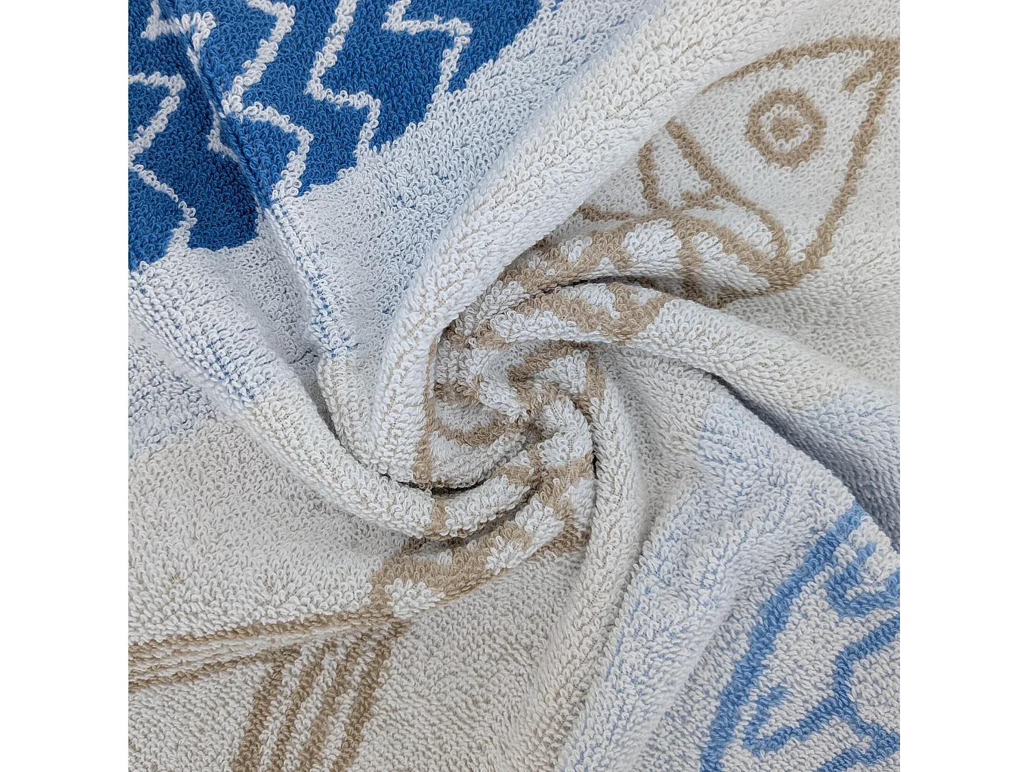 Lot de 2 torchons de cuisine éponge 50x50 cm collection MARIS bleu