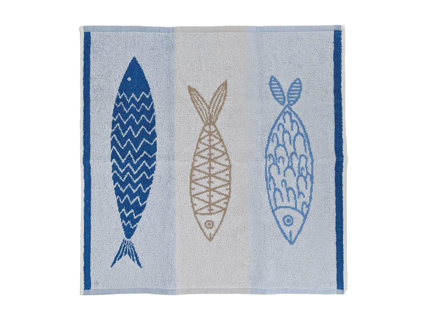 Lot de 2 torchons de cuisine éponge 50x50 cm collection MARIS bleu