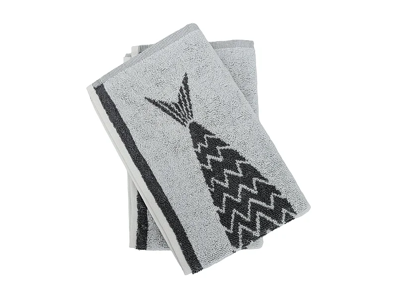 Lot de 2 torchons de cuisine éponge 50x50 cm collection MARIS gris