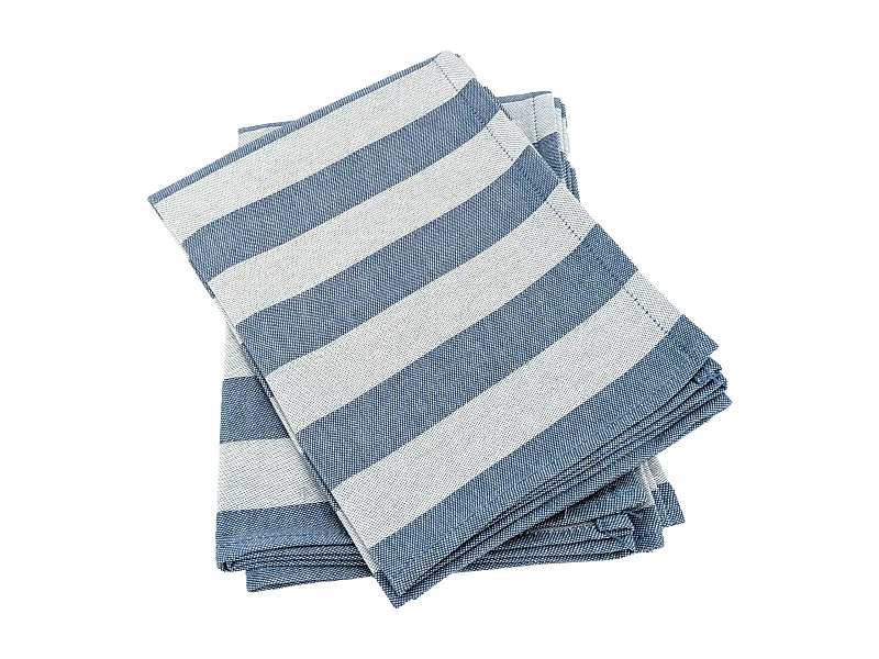 Lot de 2 torchons de cuisine toile 50x70 cm collection PAT EFFI bleu pacific