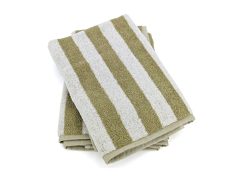 Lot de 2 torchons de cuisine éponge 50x50 cm collection PAT EFFI vert olive