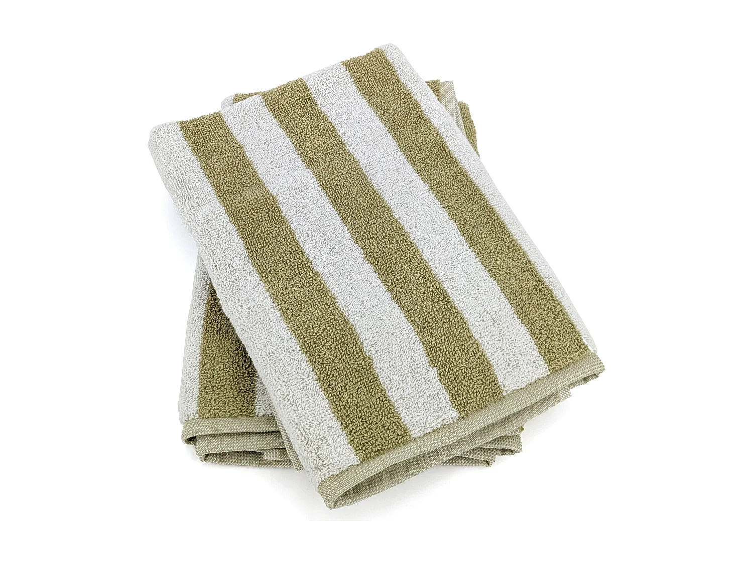 Lot de 2 torchons de cuisine éponge 50x50 cm collection PAT EFFI vert olive