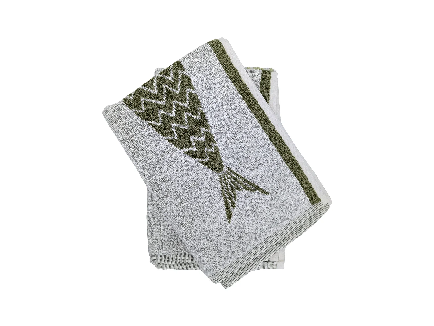 Lot de 2 torchons de cuisine éponge 50x50 cm collection MARIS vert