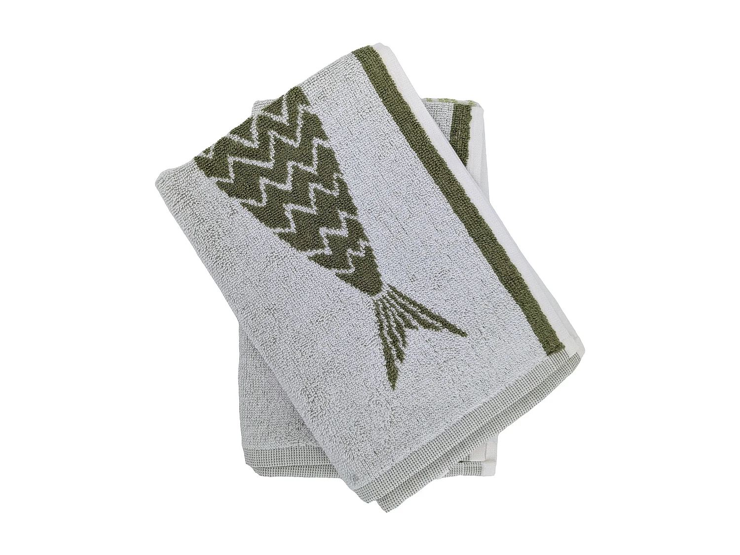 Lot de 2 torchons de cuisine éponge 50x50 cm collection MARIS vert