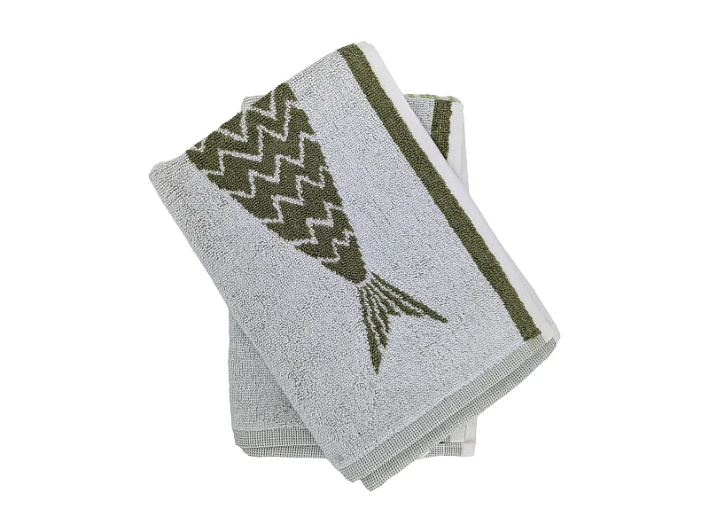 Lot de 2 torchons de cuisine éponge 50x50 cm collection MARIS vert