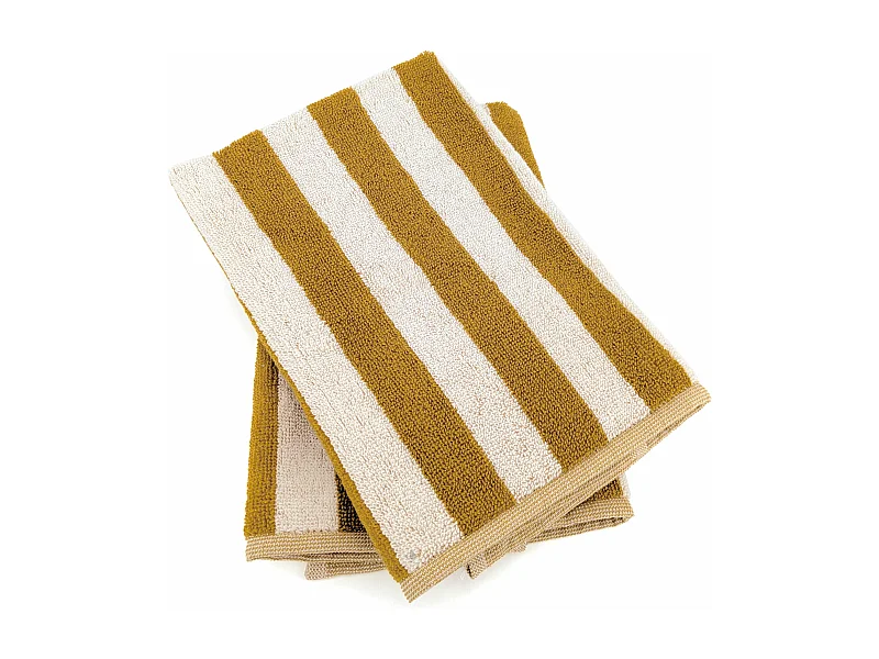 Lot de 2 torchons de cuisine éponge 50x50 cm collection PAT EFFI jaune mimbre