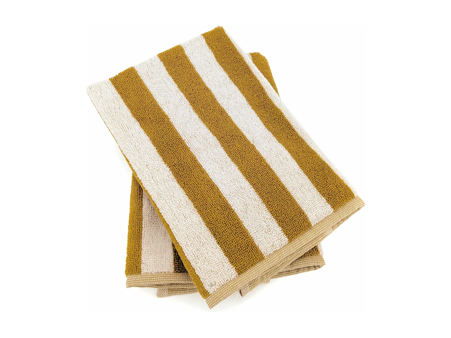 Lot de 2 torchons de cuisine éponge 50x50 cm collection PAT EFFI jaune mimbre