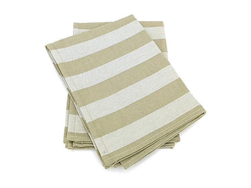 Lot de 2 torchons de cuisine toile 50x70 cm collection PAT EFFI vert olive