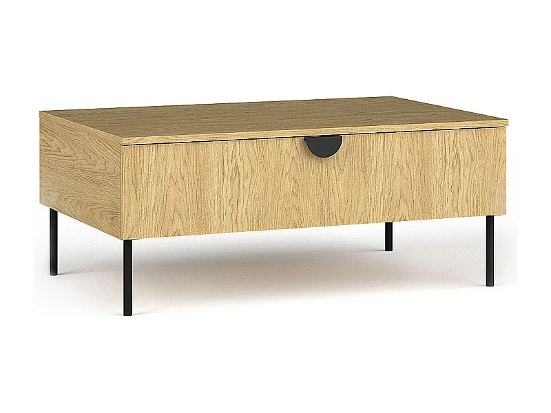 Couchtisch VIDIS schwarz und naturfarben hell, Maße 100x42x66 cm, moderner Stil