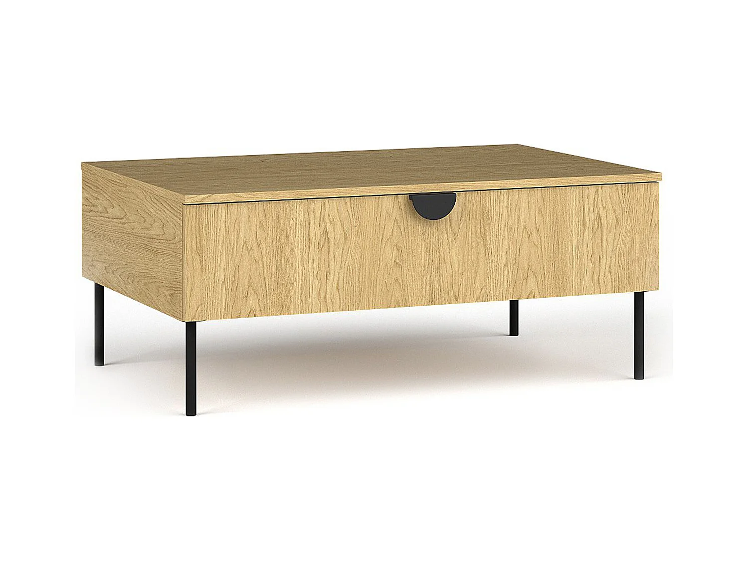 Table basse VIDIS noir et naturelle claire, dimensions 100x42x66 cm, style moderne