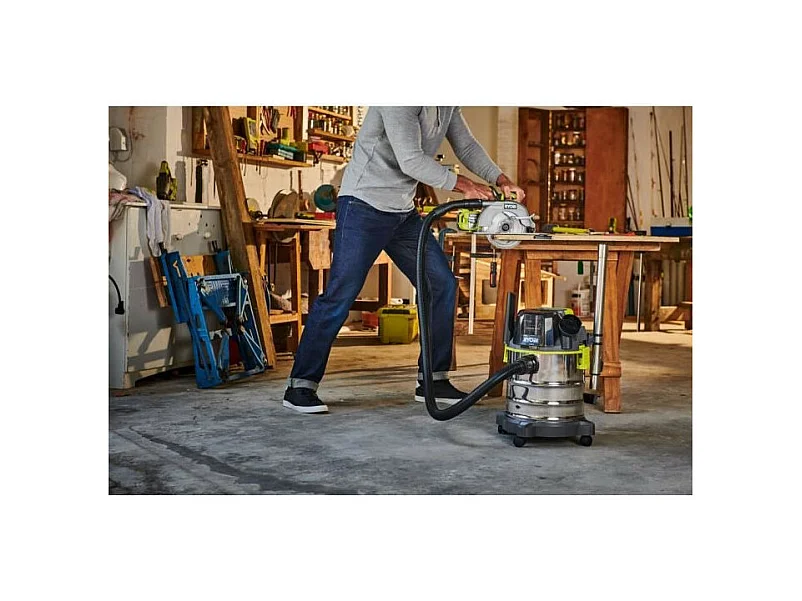 Aspiradora de agua y polvo 18V RYOBI ONE+ R18WDV-0, Tanque de Acero Inoxidable 18L, Incluye Accesorios