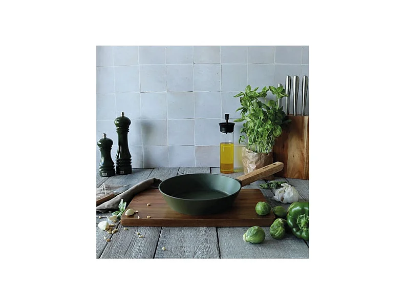 Ogo Living - Poele Ector 20cm En Aluminium Kaki Avec Manche En Bois