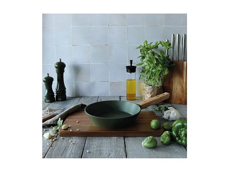 Ogo Living - Poele Ector 20cm En Aluminium Kaki Avec Manche En Bois