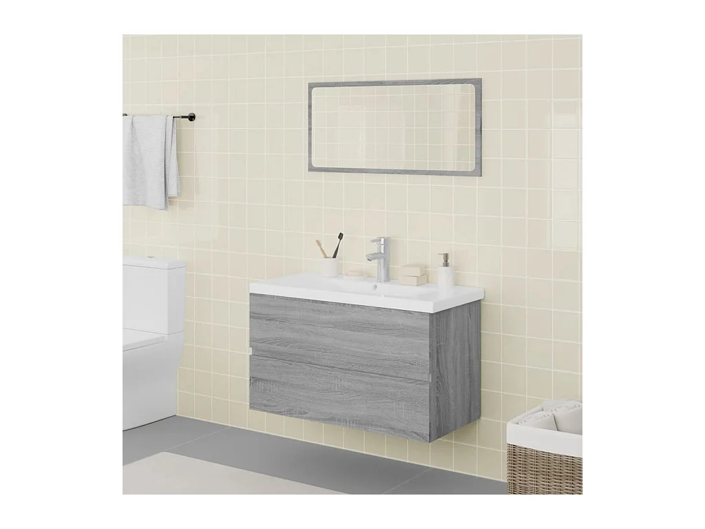 Meubles de salle de bain Sonoma gris Bois d'ingénierie
