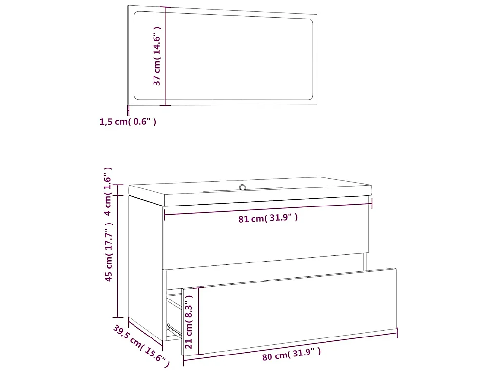 Set di Mobili da Bagno Grigio Sonoma in Legno Multistrato
