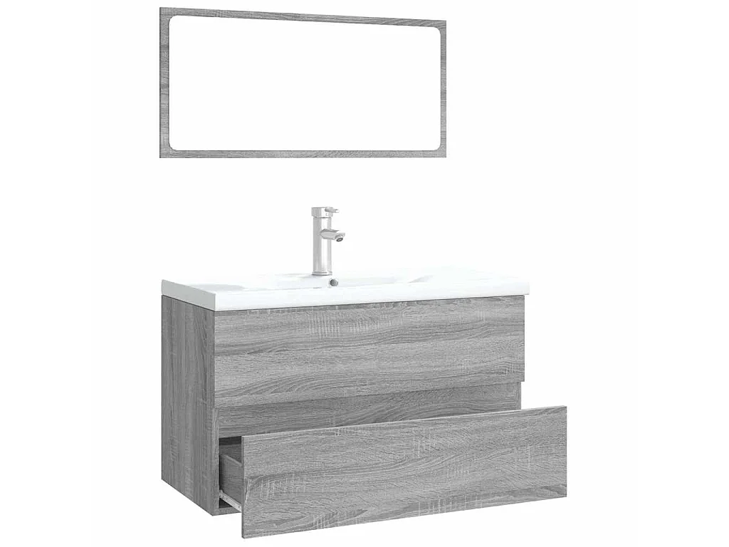 Set di Mobili da Bagno Grigio Sonoma in Legno Multistrato