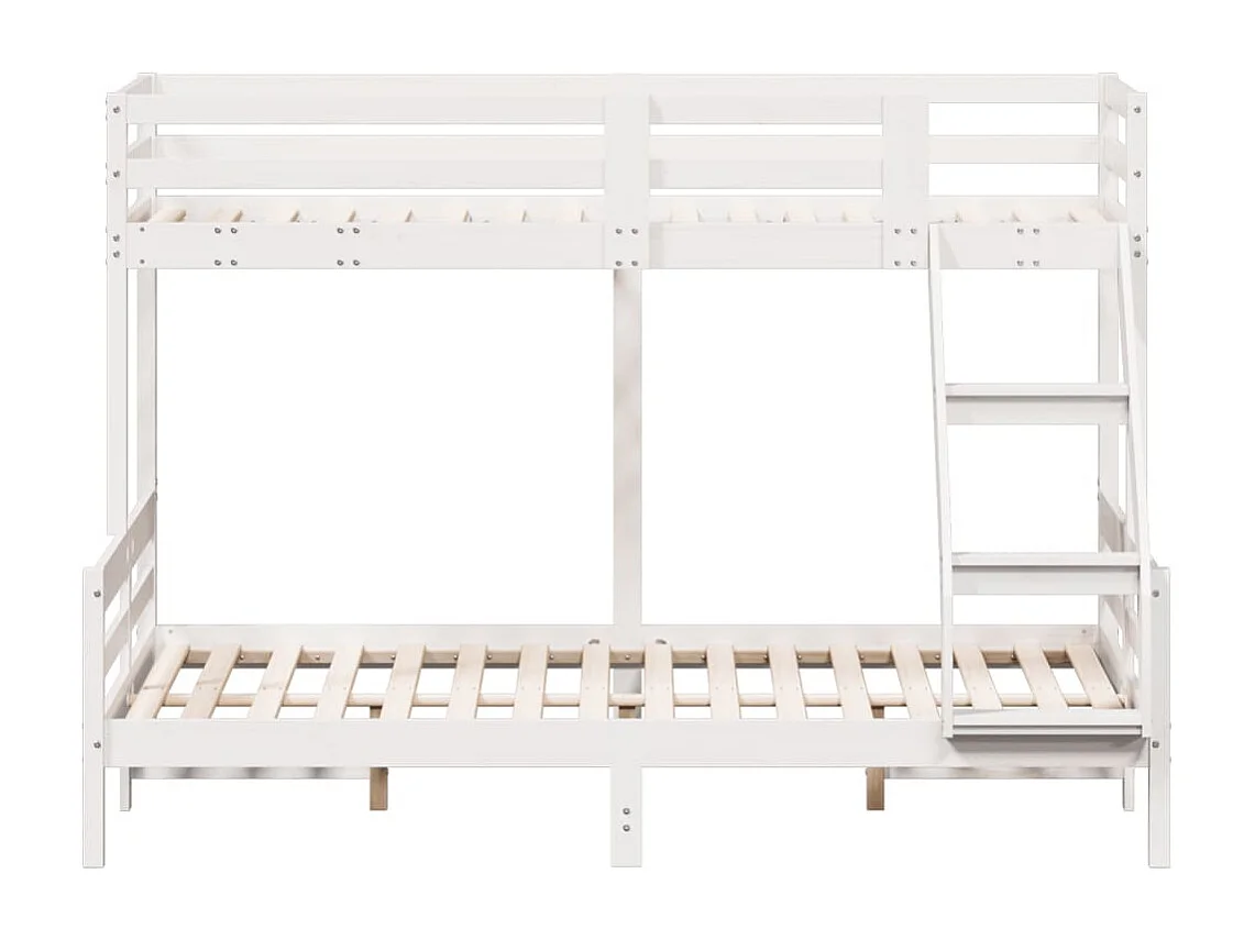 Letto a Castello 80x200/140x200cm Bianco Legno Massello di Pino