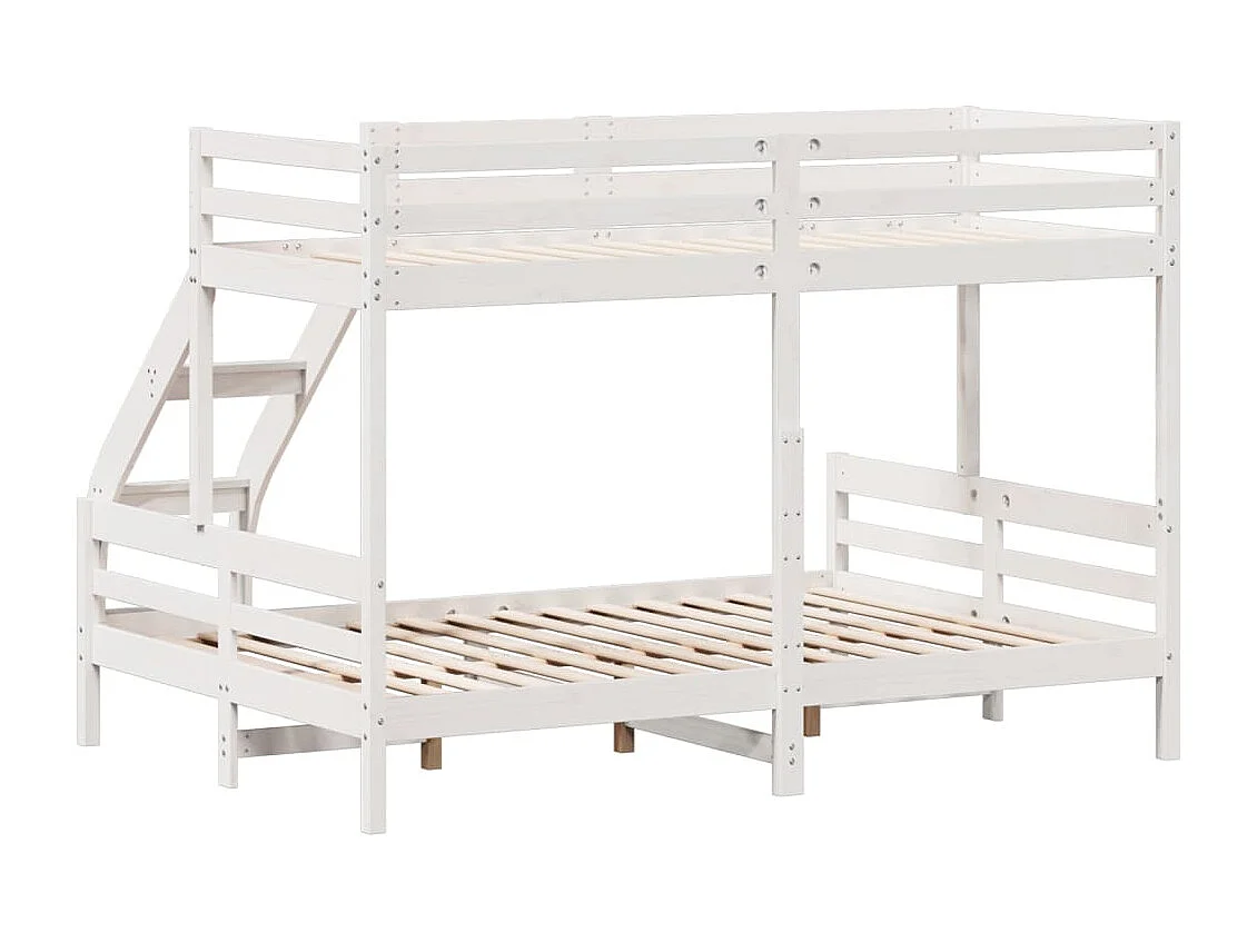 Letto a Castello 80x200/140x200cm Bianco Legno Massello di Pino