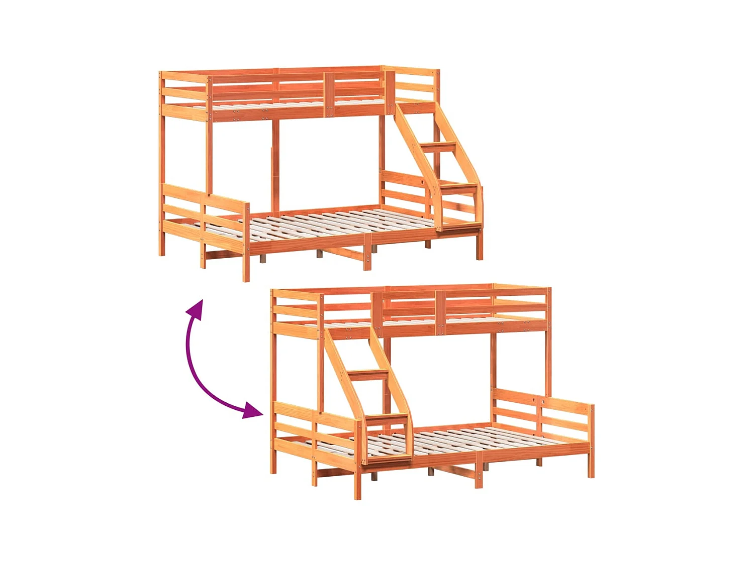 Lit superposé sans matelas 80x200/140x200 cm bois massif