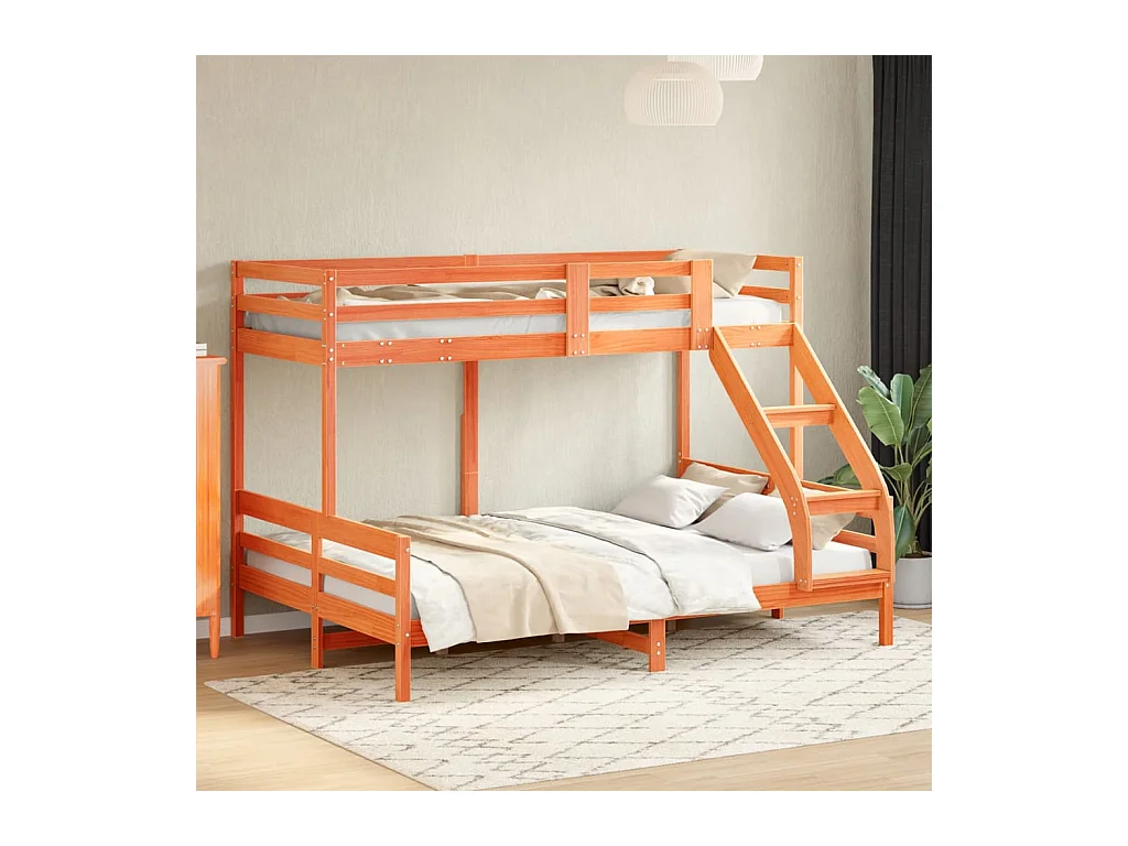Łóżko piętrowe z litego drewna 80x200/140x200 cm bez materaca - Bezpieczny i kompaktowy design