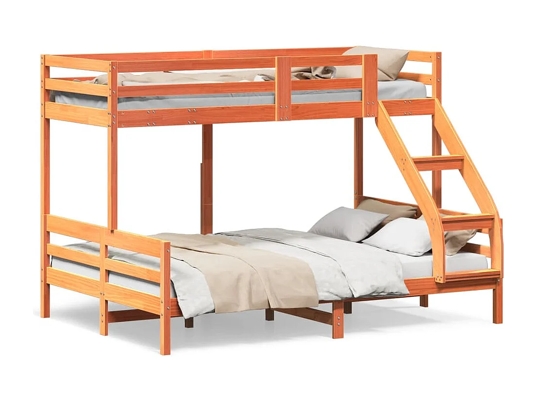 Etagenbett 80x200/140x200 cm Wachsbraun Massivholz Kiefer