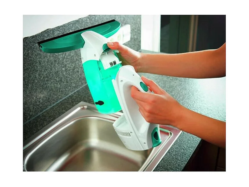 Leifheit 51003 Kit aspirateur a vitres Dry + Clean avec manche et mouilleur, lave vitre sans traces, nettoyeur vitres multi usag