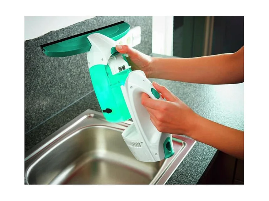 Leifheit 51003 Kit aspirateur a vitres Dry + Clean avec manche et mouilleur, lave vitre sans traces, nettoyeur vitres multi usag