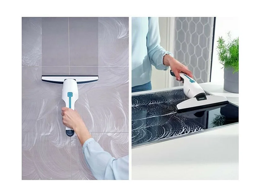 LEIFHEIT 51030 - Set aspirateur a vitres Nemo - Reservoir 60ml - Autonomie 45min - IPX7 - Design ergonomique et fin - Waterproof