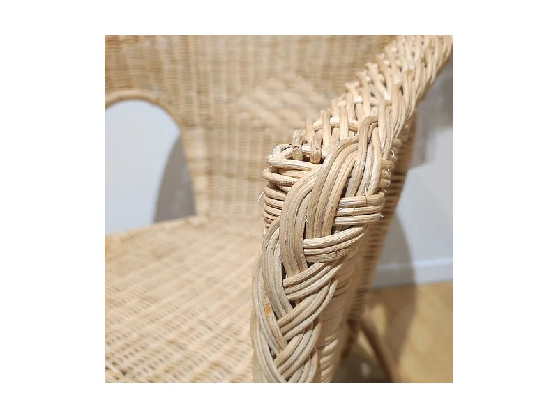 Lot 2 fauteuils de jardin rotin naturel tressé et accoudoirs - DARIA